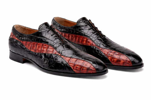 Mauri Dark Brown Gold Alligator Shoes Made Italy Scarface-New Designer Collection