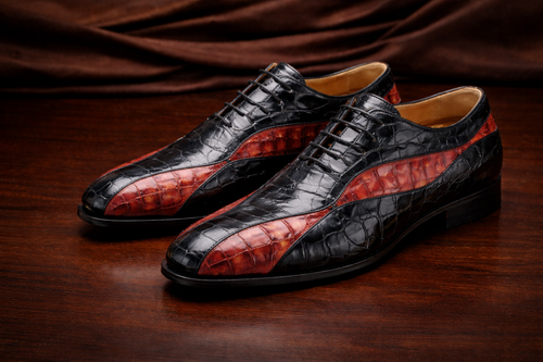 Mauri Dark Brown Gold Alligator Shoes Made Italy Scarface-New Designer Collection