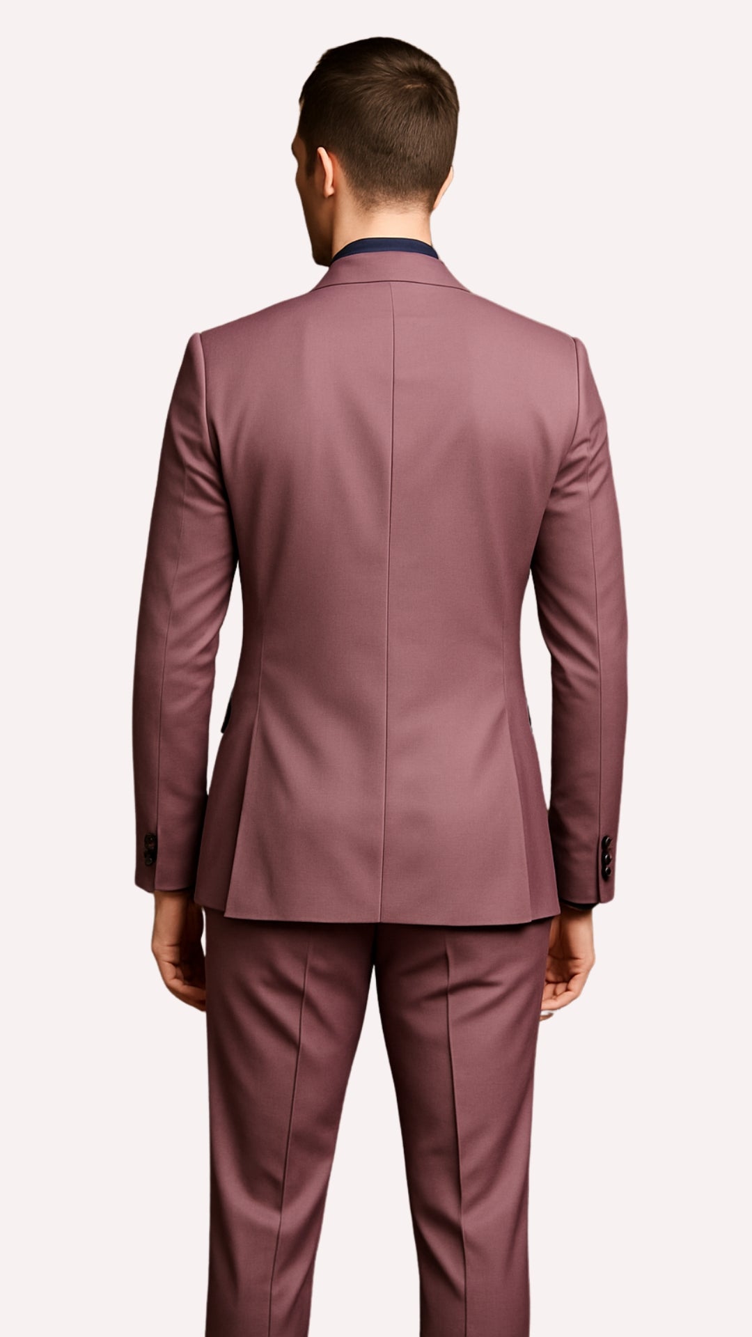 Men's Mauve Pink Tuxedo Suit – 3-Piece Slim Fit with Black Satin Shawl Lapel - 34 Short or Extra Small