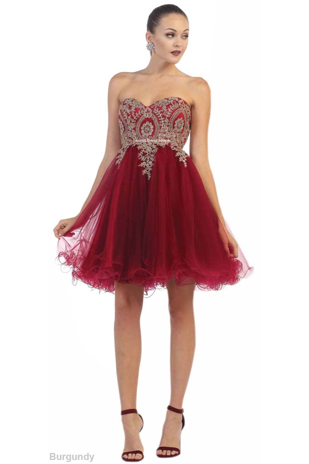 Quince Dama Dresses - Short Quinceanera Dresses in Color Burgundy - 14