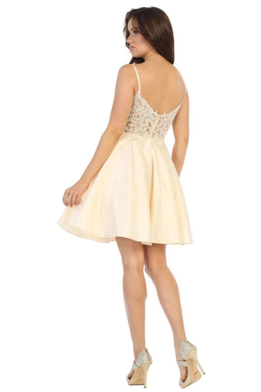 10 Quince Dama Dresses - Short Quinceanera Dresses in Color Champagne 10 Quince Dama Dresses - Short Quinceanera Dresses in Color Champagne