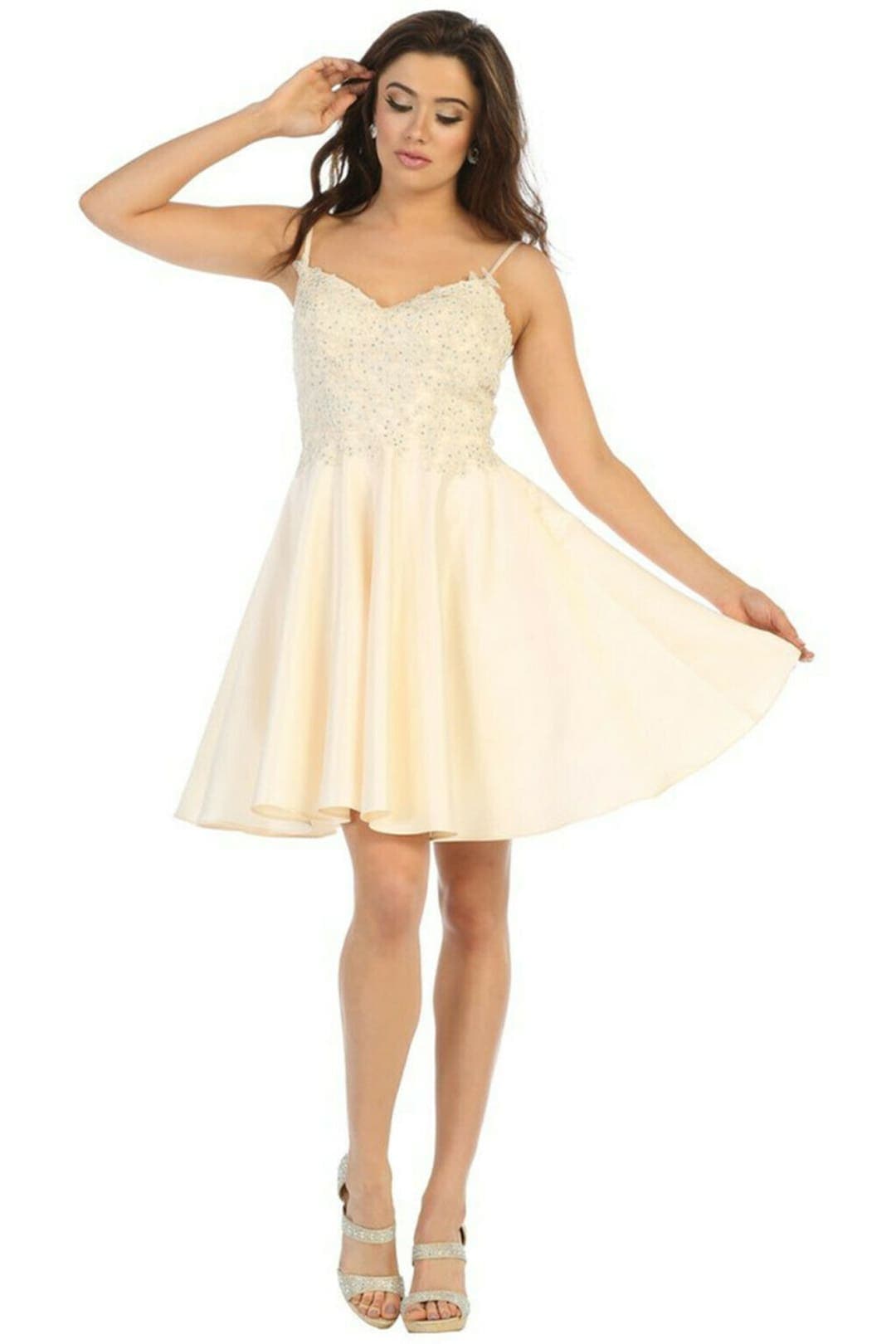 Quince Dama Dresses - Short Quinceanera Dresses in Color Champagne - 10