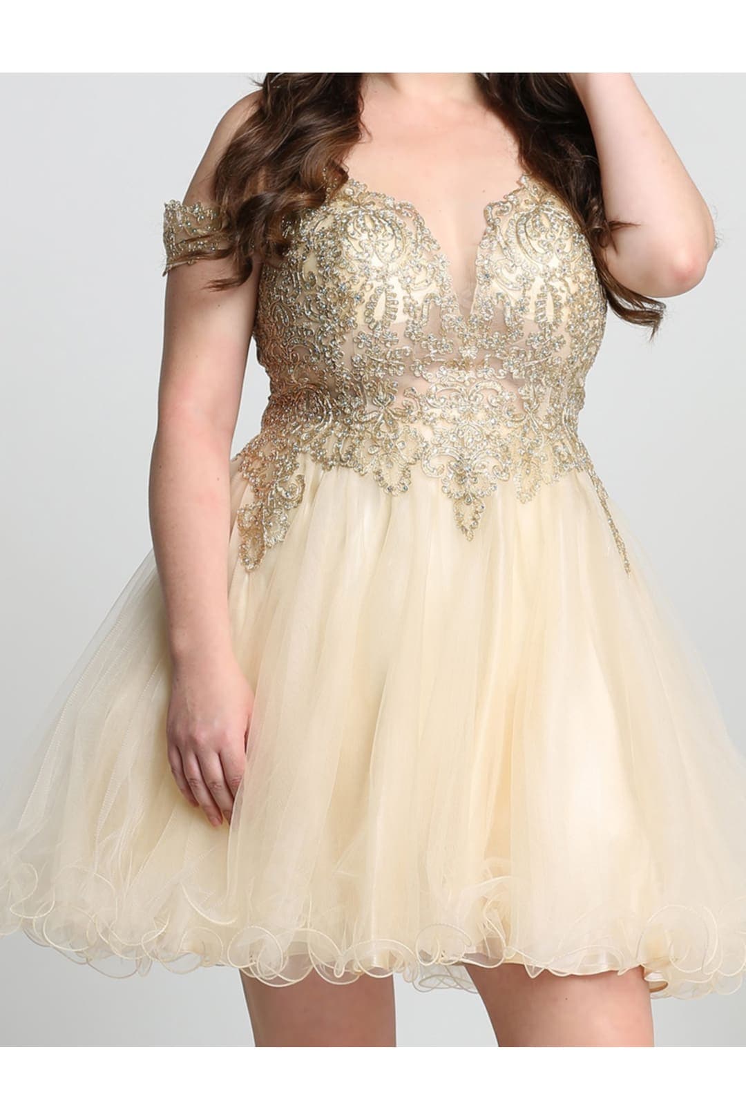 Quince Dama Dresses - Short Quinceanera Dresses in Color Champagne - 6