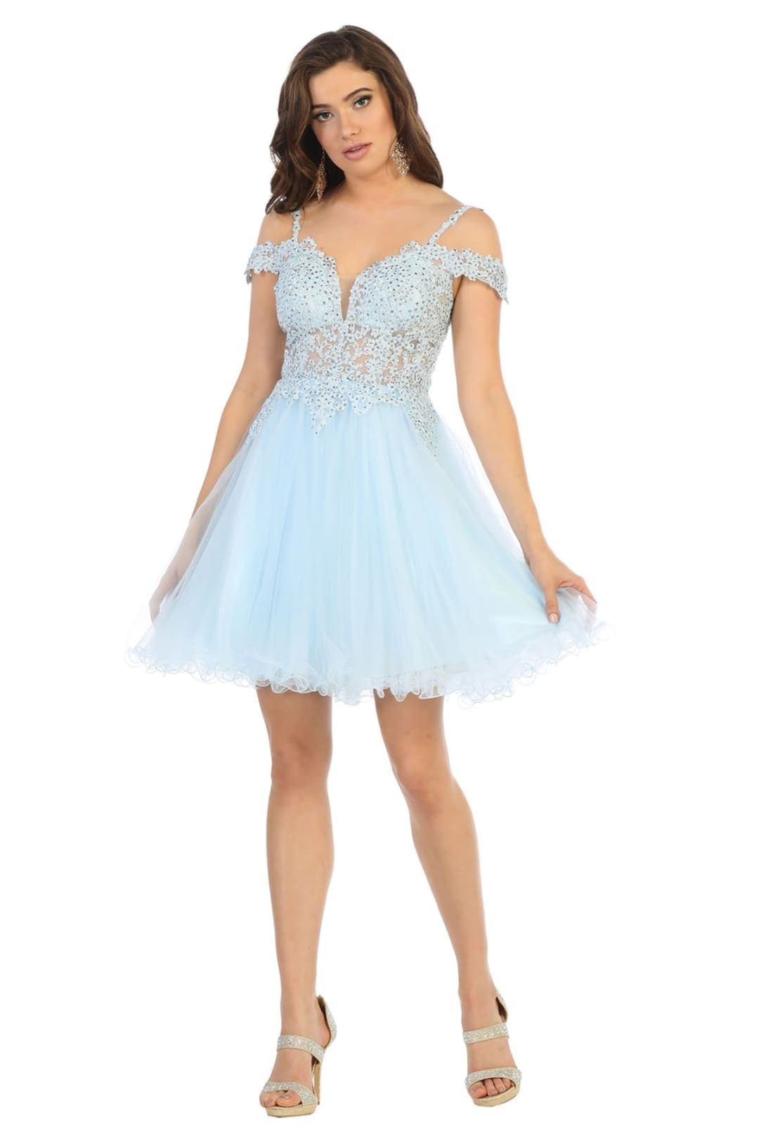Quince Dama Dresses - Short Quinceanera Dresses in Color Baby Blue - 8