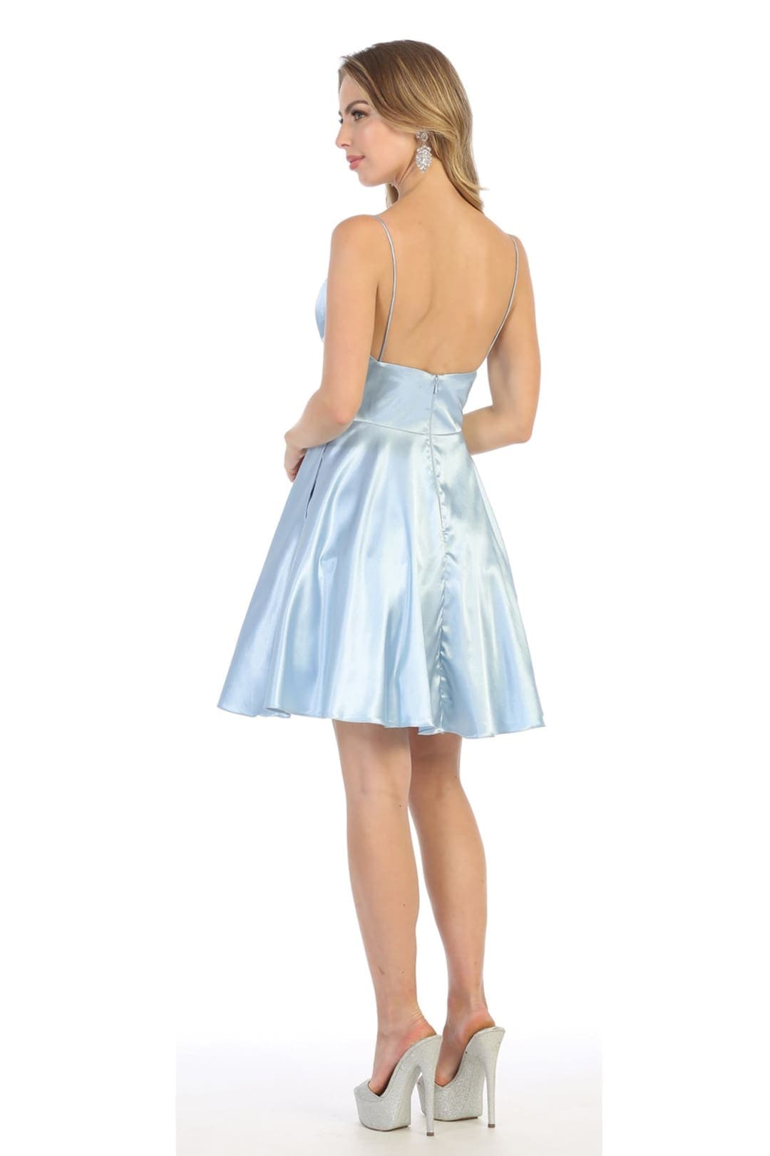 Quince Dama Dresses - Short Quinceanera Dresses in Color Dusty Blue - 2