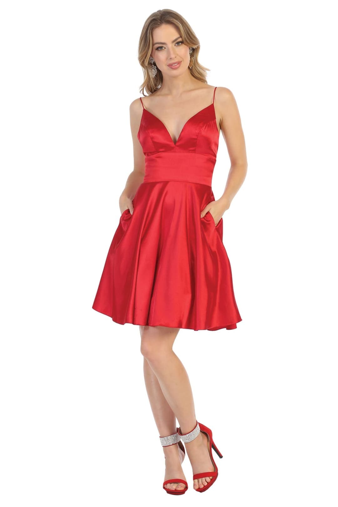 Quince Dama Dresses - Short Quinceanera Dresses in Color Red - 6