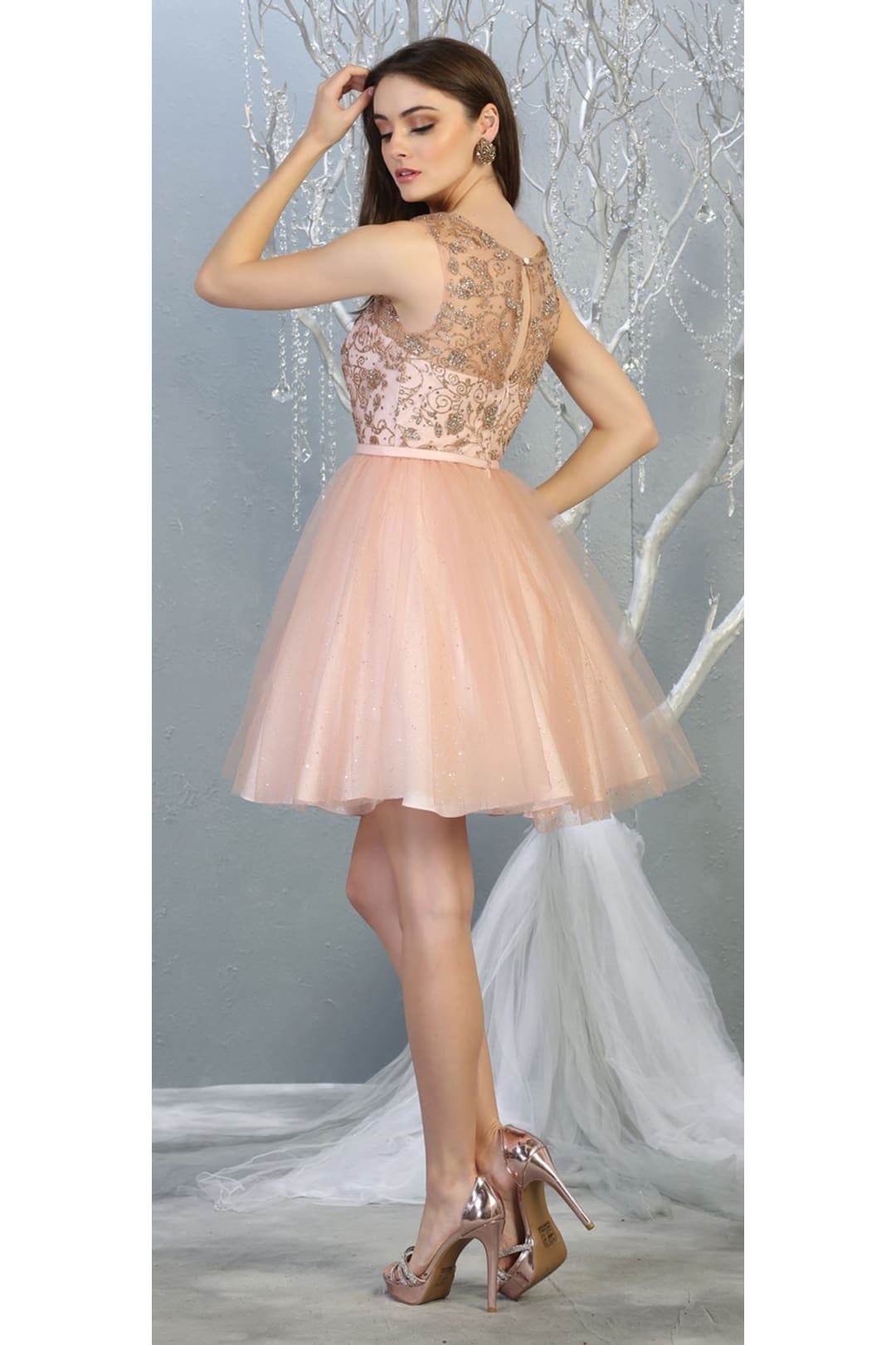 Quince Dama Dresses - Short Quinceanera Dresses in Color Blush - 2