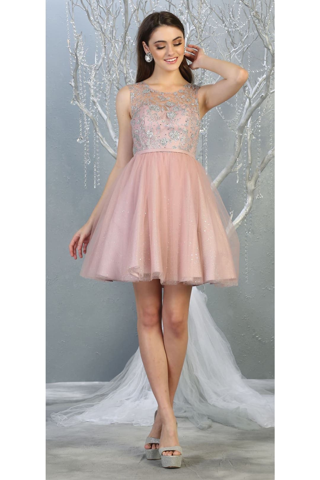 Quince Dama Dresses - Short Quinceanera Dresses in Color Mauve - 14