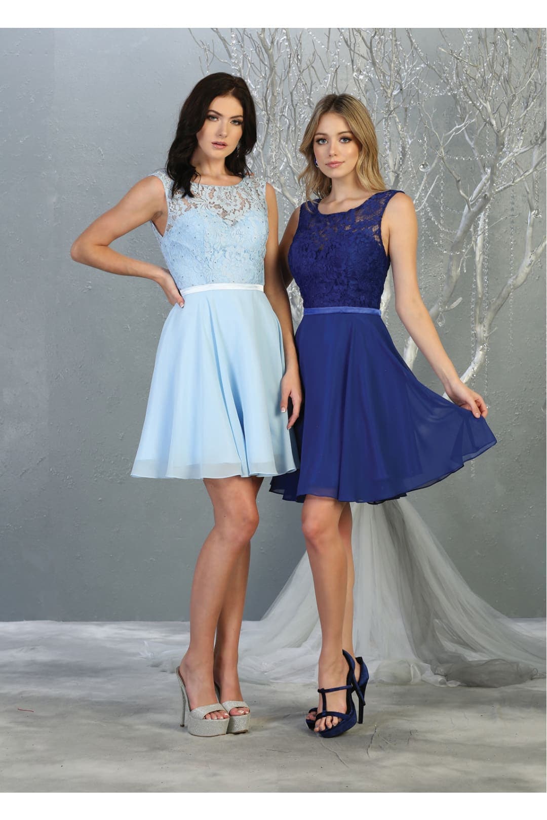 Quince Dama Dresses - Short Quinceanera Dresses in Color Baby Blue - 6