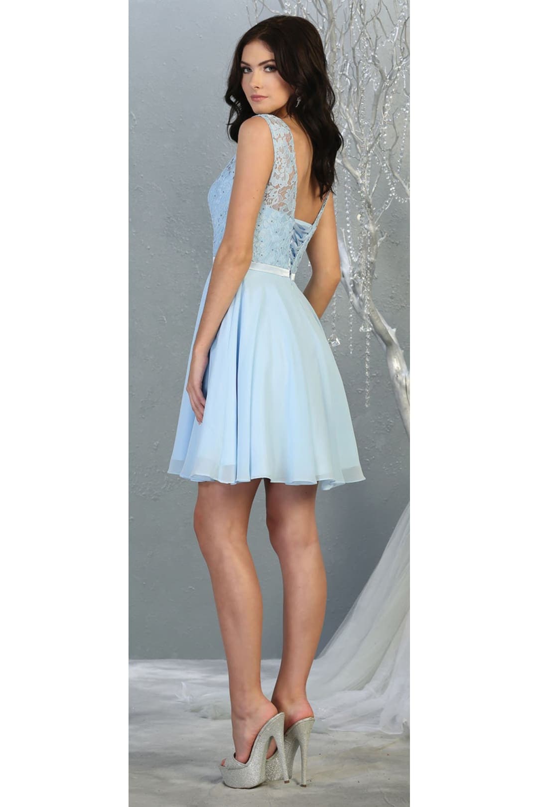 Quince Dama Dresses - Short Quinceanera Dresses in Color Baby Blue - 6