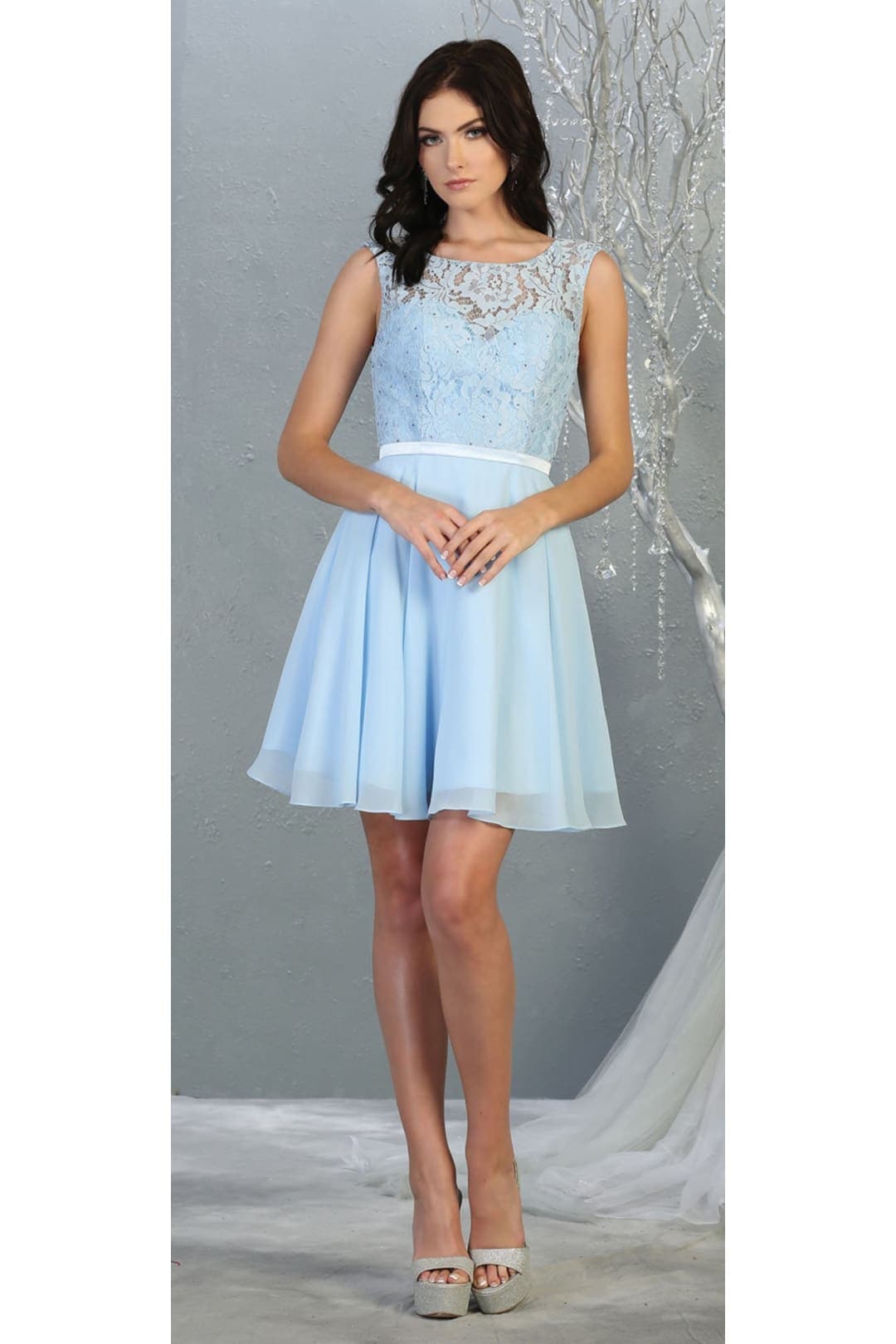 Quince Dama Dresses - Short Quinceanera Dresses in Color Baby Blue - 6