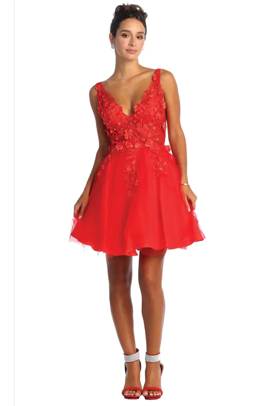 Quince Dama Dresses - Short Quinceanera Dresses in Color Red - 6