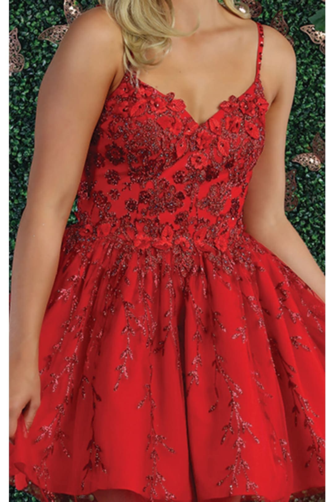 Quince Dama Dresses - Short Quinceanera Dresses in Color Red - 2