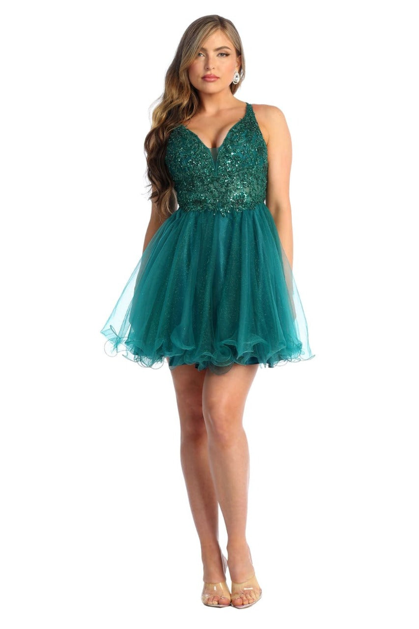 Quince Dama Dresses - Short Quinceanera Dresses in Color Hunter Green - 8