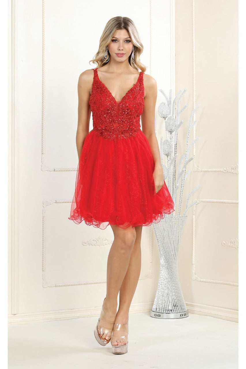 Quince Dama Dresses - Short Quinceanera Dresses in Color Red - 14