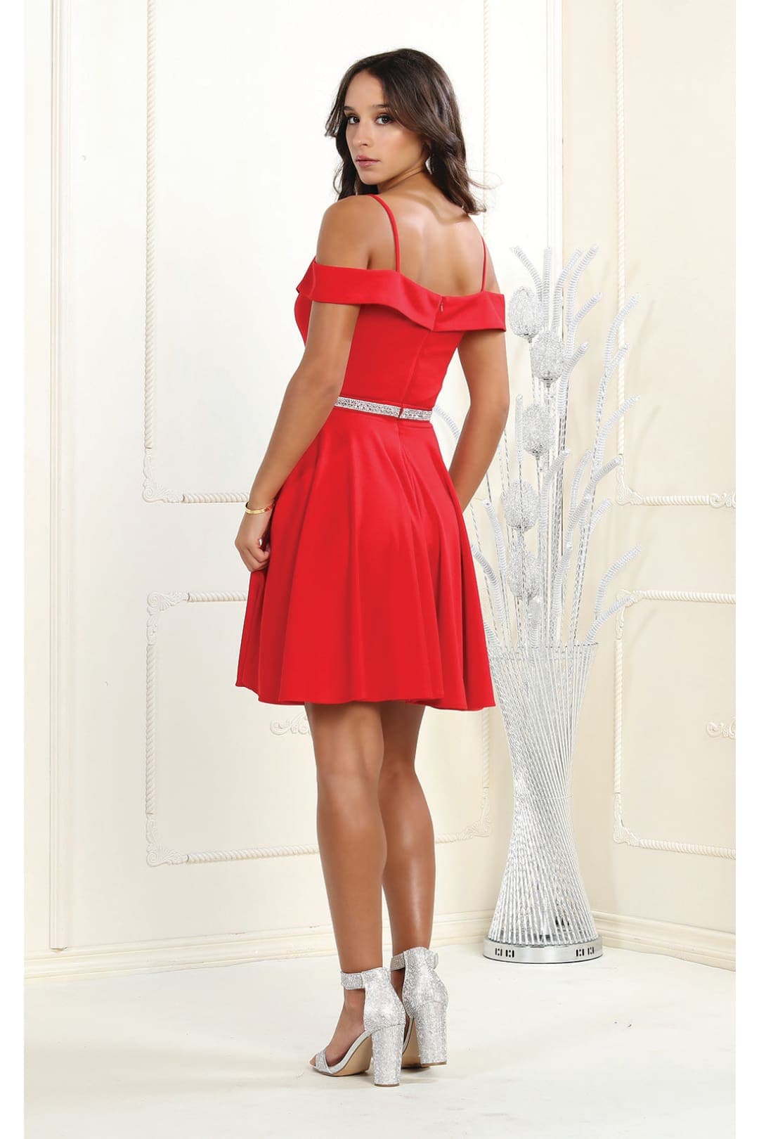 Quince Dama Dresses - Short Quinceanera Dresses in Color Red - 2