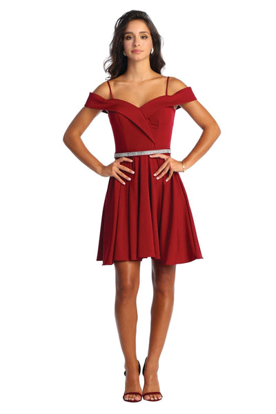 May Queen Juniors Womens Short Dress For Prom Burgundy 2, Women's