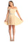 Short Homecoming Cold Shoulder Dress - CHAMPAGNE / 4