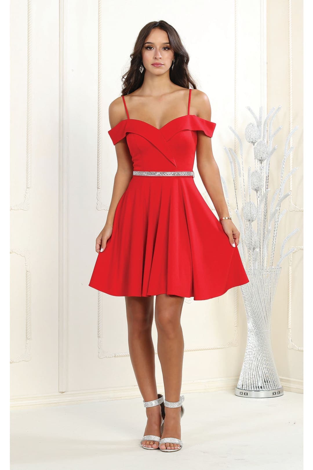 Quince Dama Dresses - Short Quinceanera Dresses in Color Red - 2