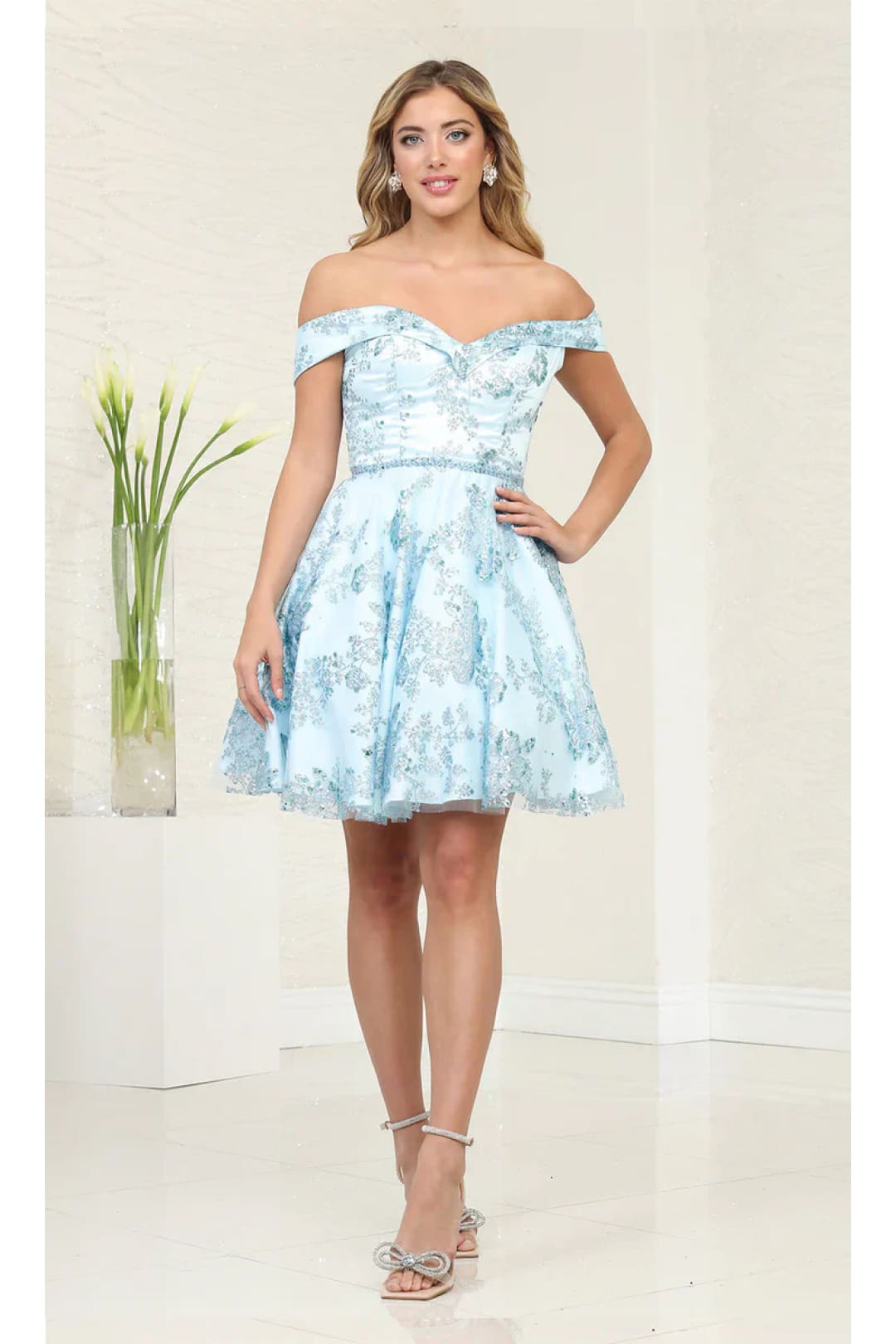 Quince Dama Dresses - Short Quinceanera Dresses in Color Baby Blue - 2