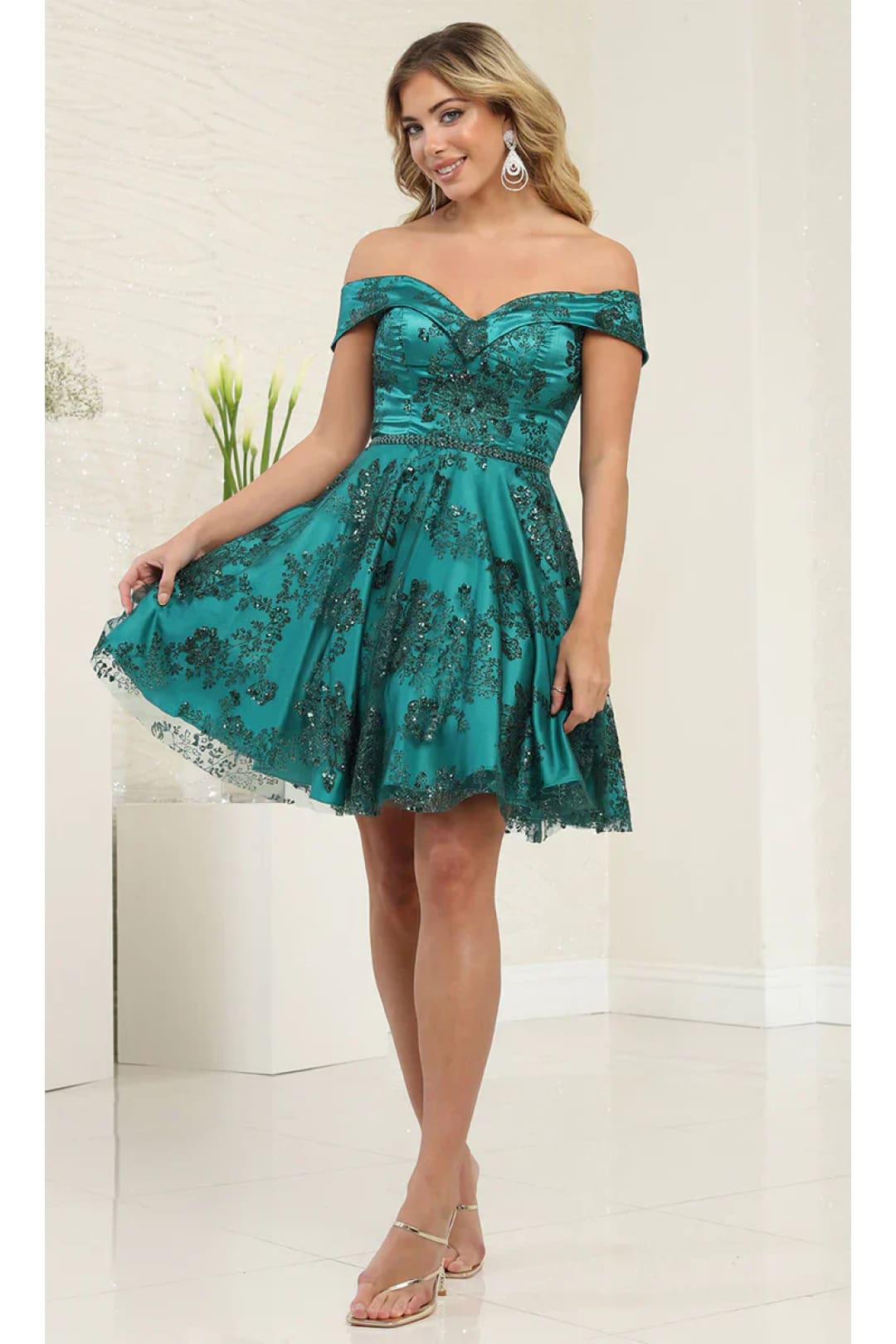 Quince Dama Dresses - Short Quinceanera Dresses in Color Hunter Green - 2