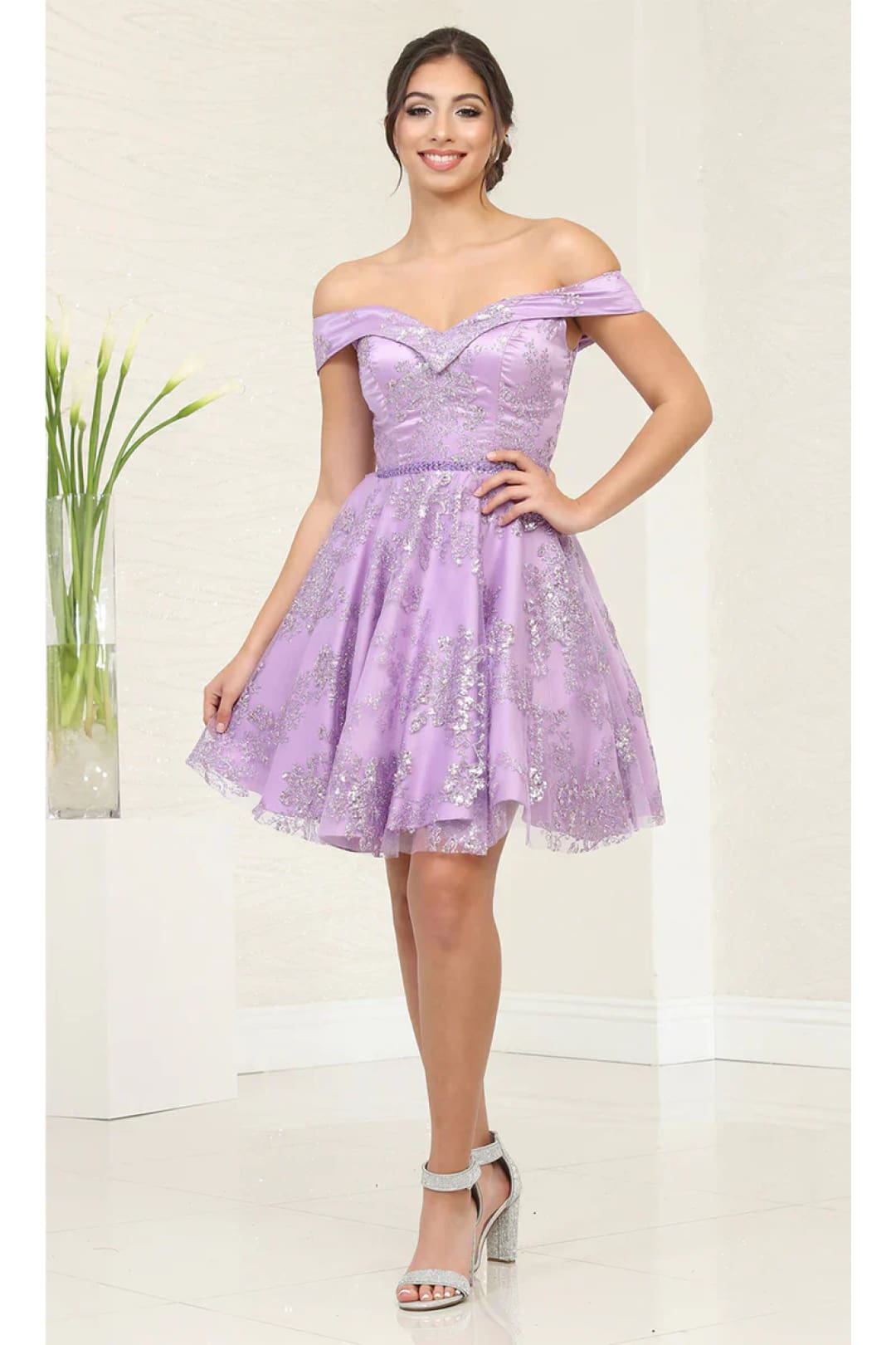 Quince Dama Dresses - Short Quinceanera Dresses in Color Lilac - 2