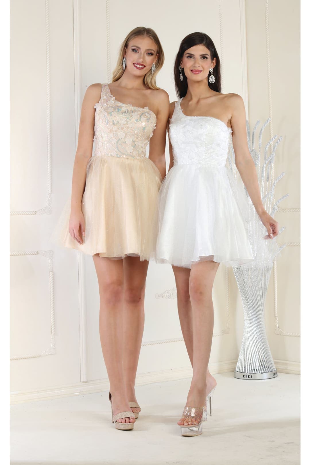 Quince Dama Dresses - Short Quinceanera Dresses in Color Champagne - 4