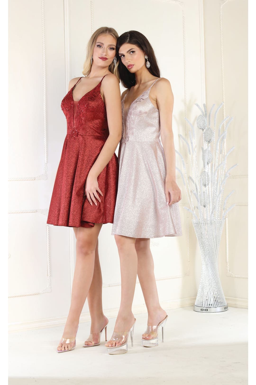 Quince Dama Dresses - Short Quinceanera Dresses in Color Burgundy - 2