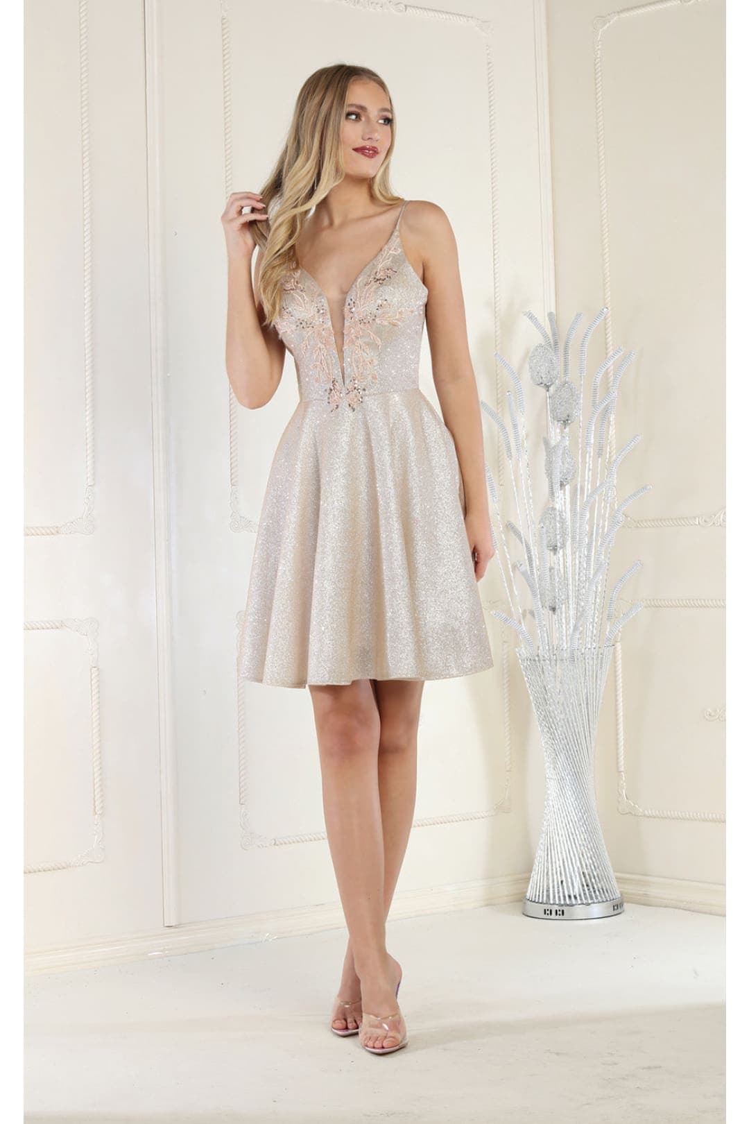 Quince Dama Dresses - Short Quinceanera Dresses in Color Champagne - 6