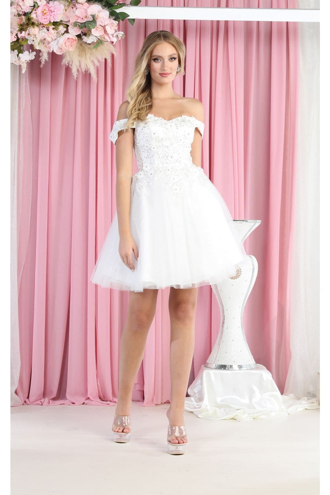 Quince Dama Dresses - Short Quinceanera Dresses in Color Ivory - 4