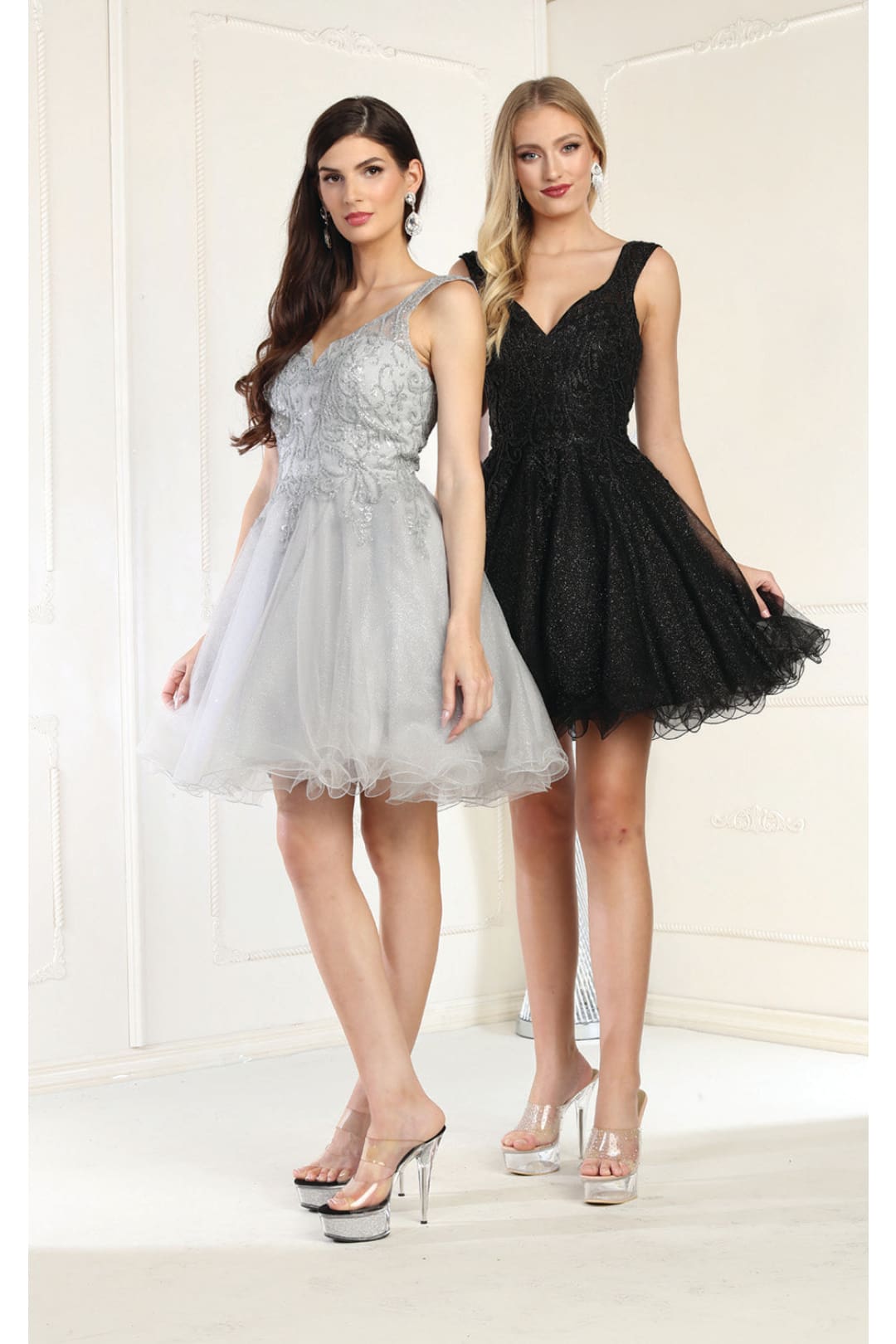 Quince Dama Dresses - Short Quinceanera Dresses in Color Silver - 6