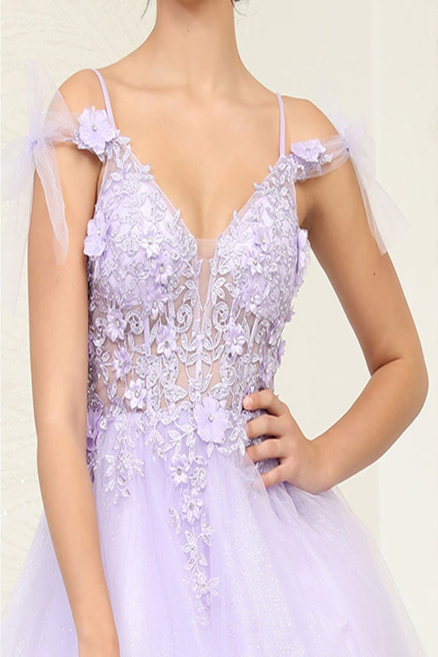 purple quinceanera dama dresses Quinceanera Dress Glamorous Purple Floral Lace Off-the-Shoulder Purple / 00