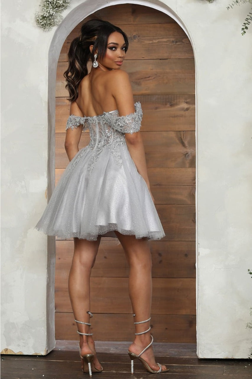 Quince Dama Dresses - Short Quinceanera Dresses in Color Silver - 2