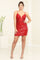 May Queen MQ2084 V-Neck Fitted Graduation Dress - RED / 4 - Dress