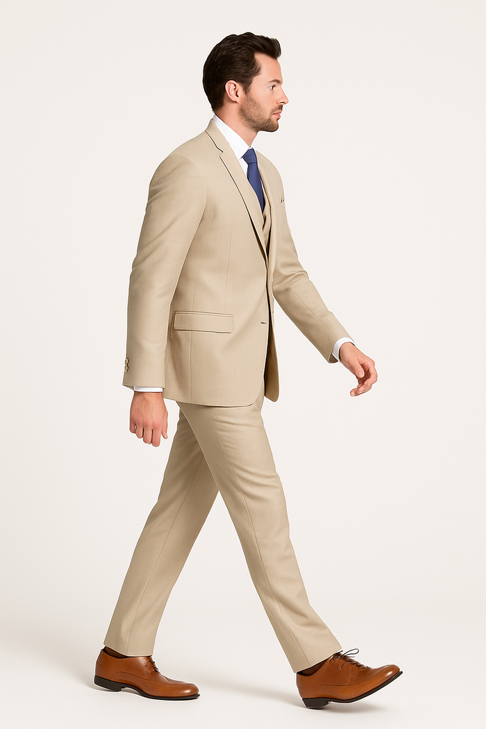 Giorgio Fiorelli Men' 2 Button 3 Piece Double Vents Beige Suit