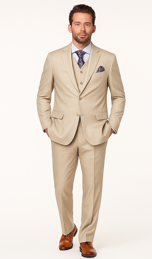 Giorgio Fiorelli Men' 2 Button 3 Piece Double Vents Beige Suit