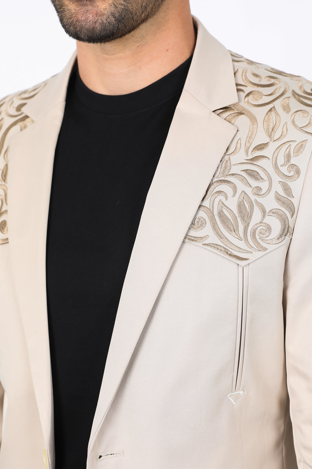 Men’s Embroidery Blazer – Fashion Designer Dress Jacket for Formal and Party Wear - S