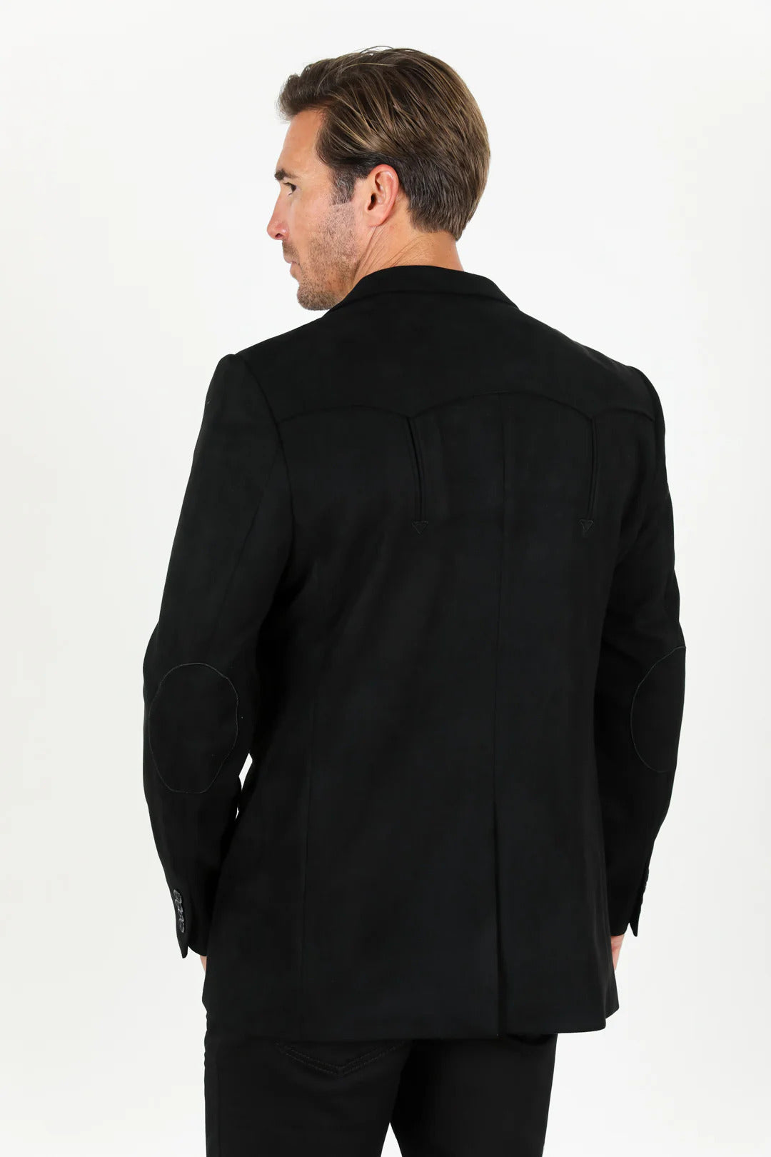 Double Button Suede Western Blazer Black - 36 Short