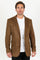 Men’s Double Button Brown Faux Suede Blazer – Modern Fit Dress Jacket