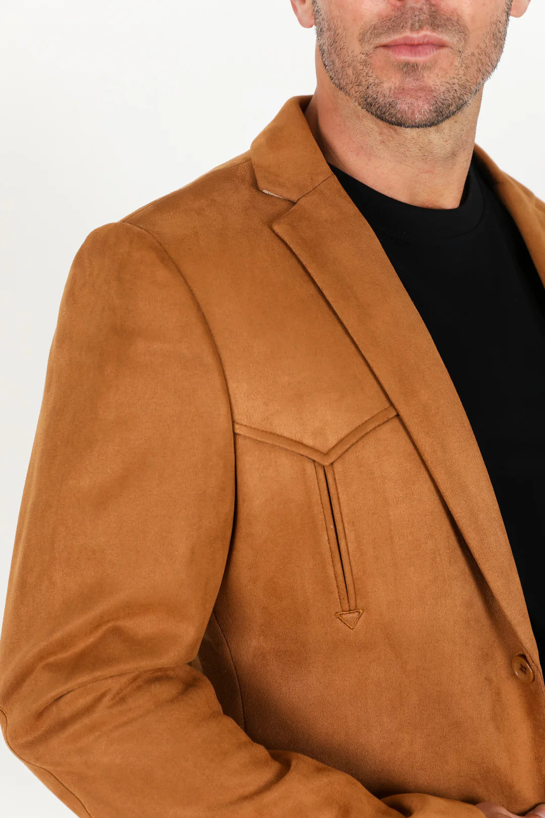 Double Button Suede Western Blazer Camel - 36 Short