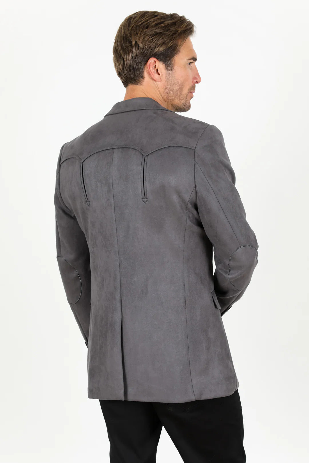 Double Button Suede Western Blazer Charcoal - 36 Short