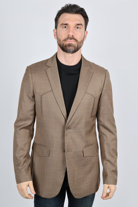 Men’s Western Cowboy Sport Coat with Elbow Patch Detail – Modern Fit Blazer