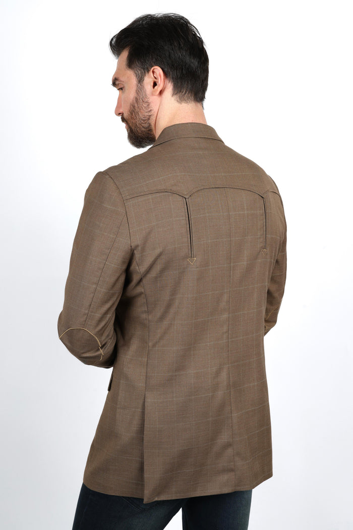 Men’s Western Cowboy Sport Coat with Elbow Patch Detail – Modern Fit Blazer