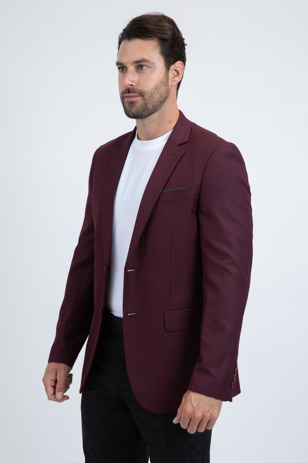 Burgundy Western Cowboy Blazer - Mens Modern Fit Stretch Date Night Burgundy Blazer - 36 Short