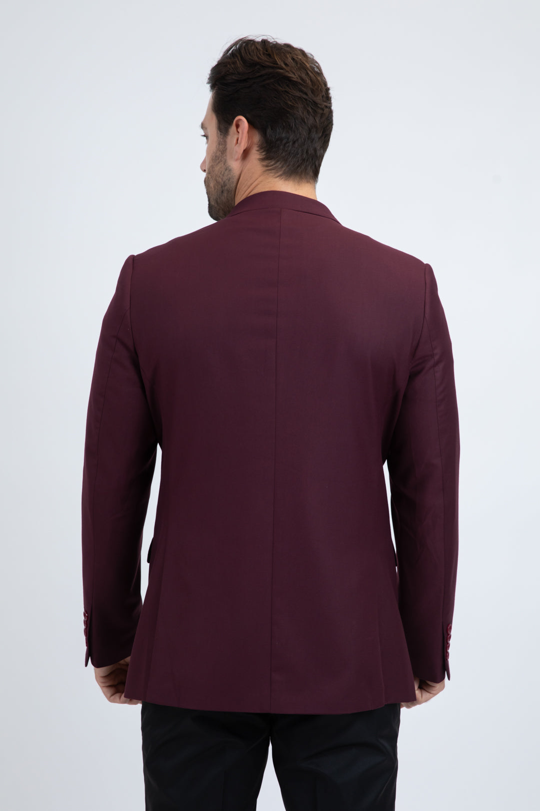 Burgundy Western Cowboy Blazer - Mens Modern Fit Stretch Date Night Burgundy Blazer - 36 Short