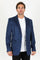 Men’s Navy Faux Suede Blazer – Double Button Smart Casual Jacket
