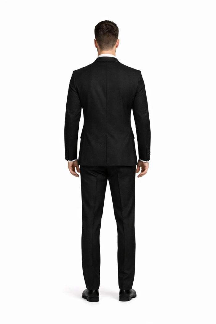 Men One Button Floral All Black Tuxedo with Shawl Lapel 3 Piece-New Designer Collection