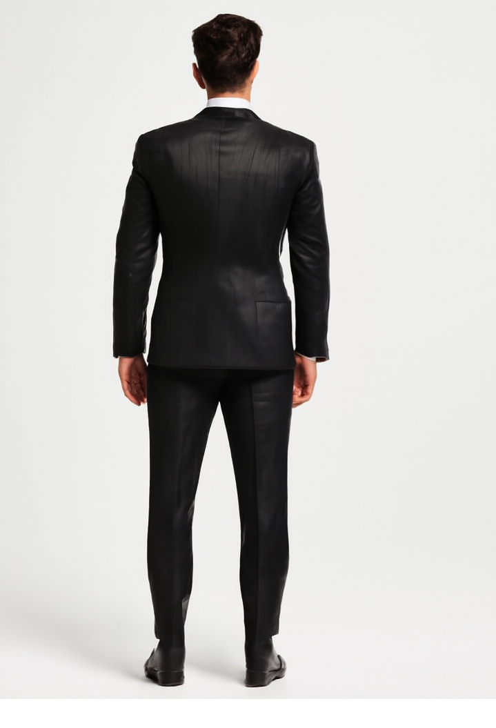 Men One Button Floral All Black Tuxedo with Shawl Lapel – 3 Piece - 36 Regular Jacket+30 Waist Adjustable 26to32)Height: 5'7"-6')(Neck: 14.5-16:S)