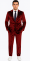 Men’s Burgundy Velvet Suit – Tazzio 2-Piece Slim Fit Peak Lapel Formalwear Set