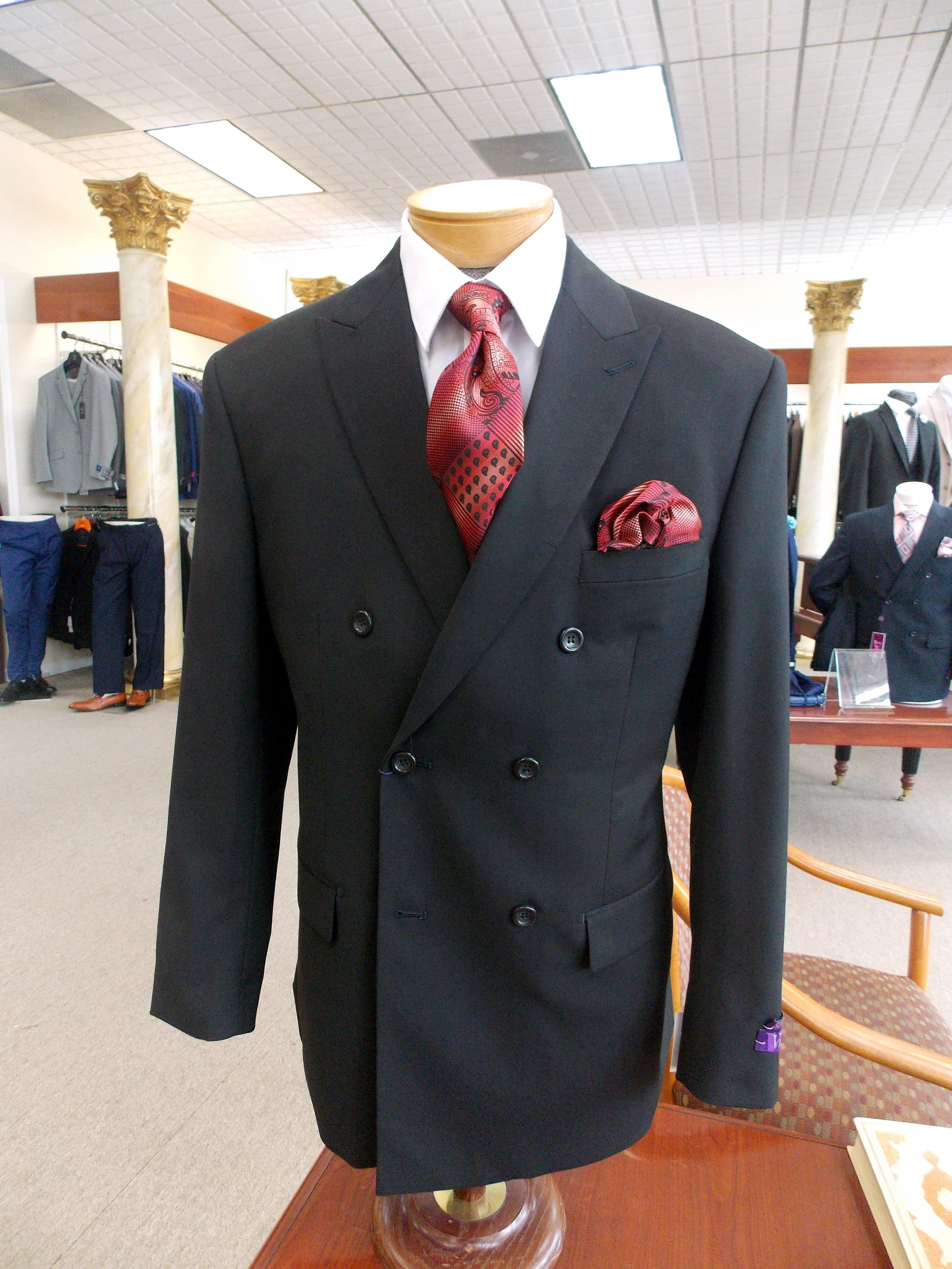 Black Double Breasted Regular Fit Suit - 38 Short  - 32 Waist